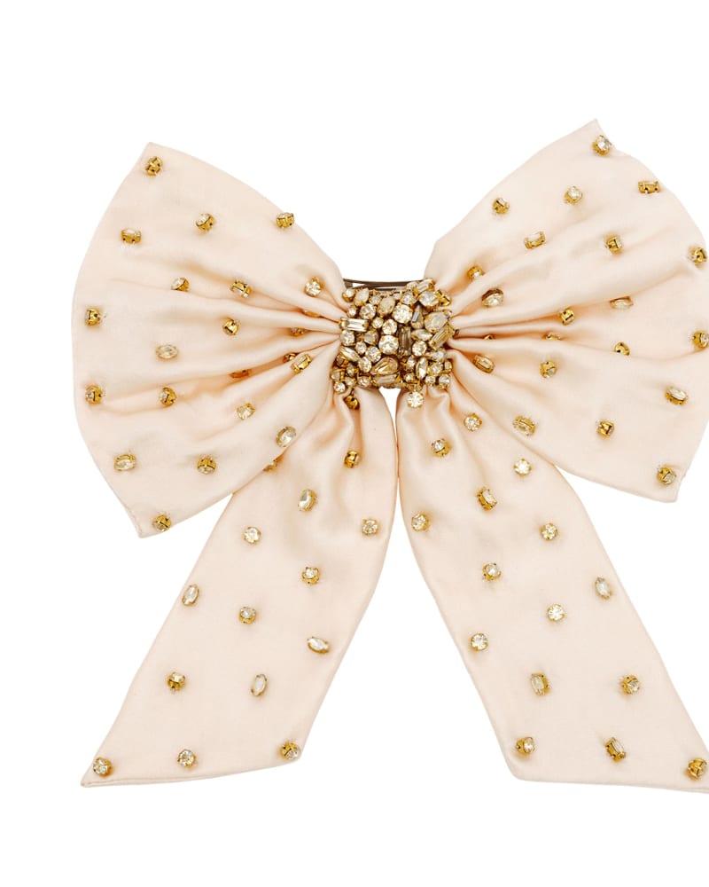 Front of a size one-size-fits-all Grace Crystal Bow - Champagne in Champagne Crystal by Mignonne Gavigan. | dia_product_style_image_id:320117
